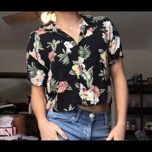 Floral button up crop top